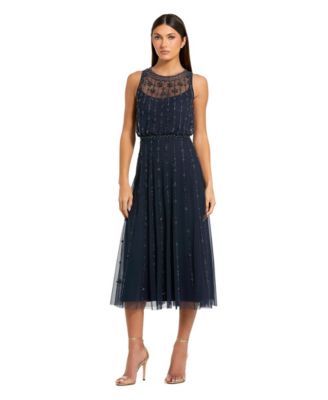 Women's Sleeveless Sequin A-Line Midi Dress