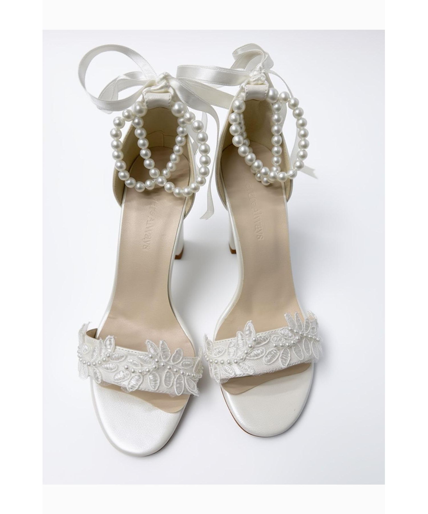 Forever and Always Shoes Women's Elysia Pearl and Lace Wedding Heel