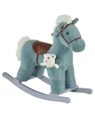 Plush Ride-On Rocking Horse with Realistic Sounds & Bear Toy, 66 lb Capacity, Ages 3+