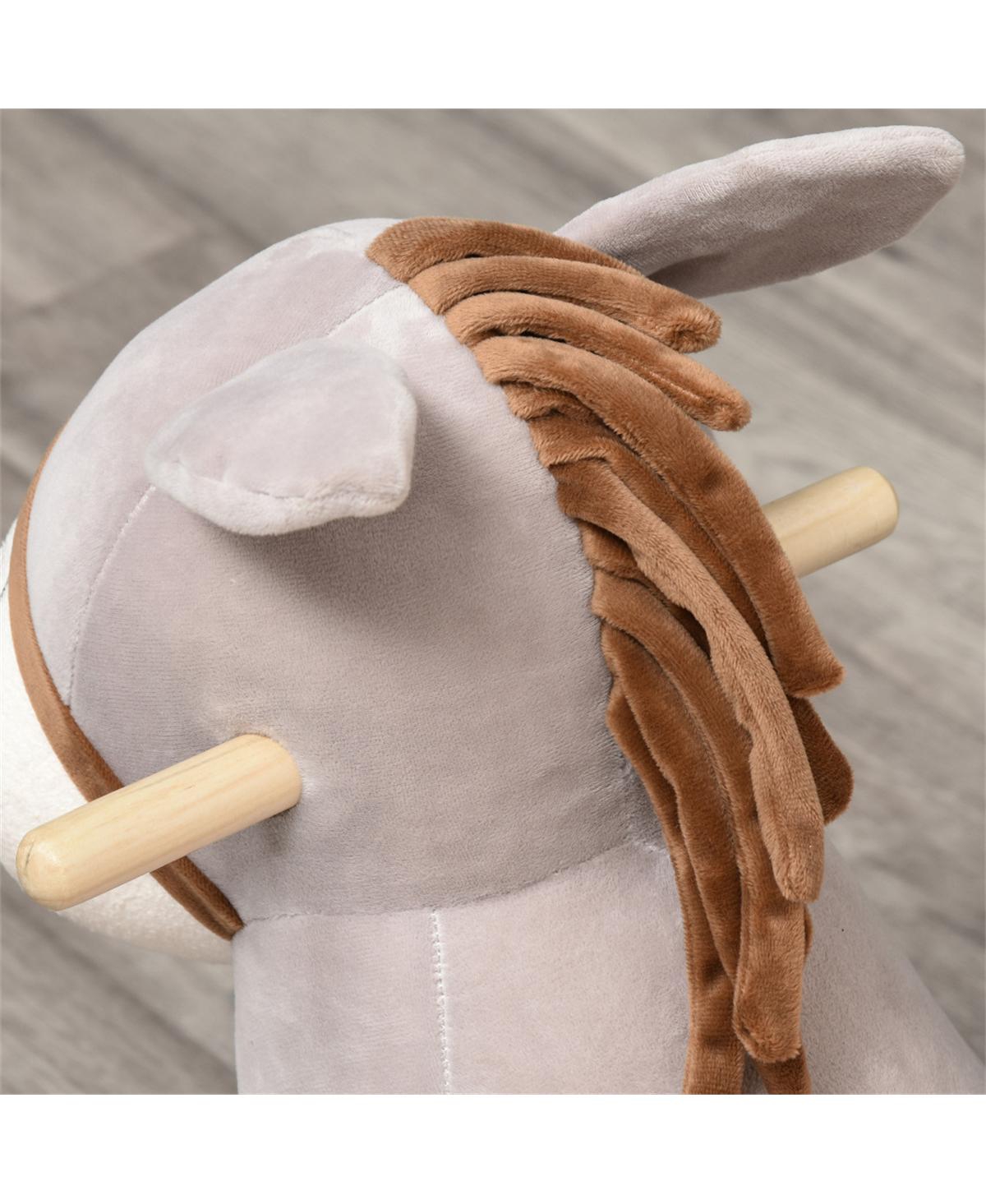 Yobtop Kids Plush Rocking Donkey with Sound, Wooden Base Seat, Safety Belt, Toddler Rocker Toy