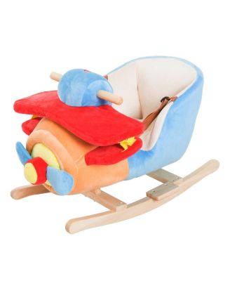 Kids Wooden Plush Airplane Rocking Chair with Lullaby, Ages 18 Months+