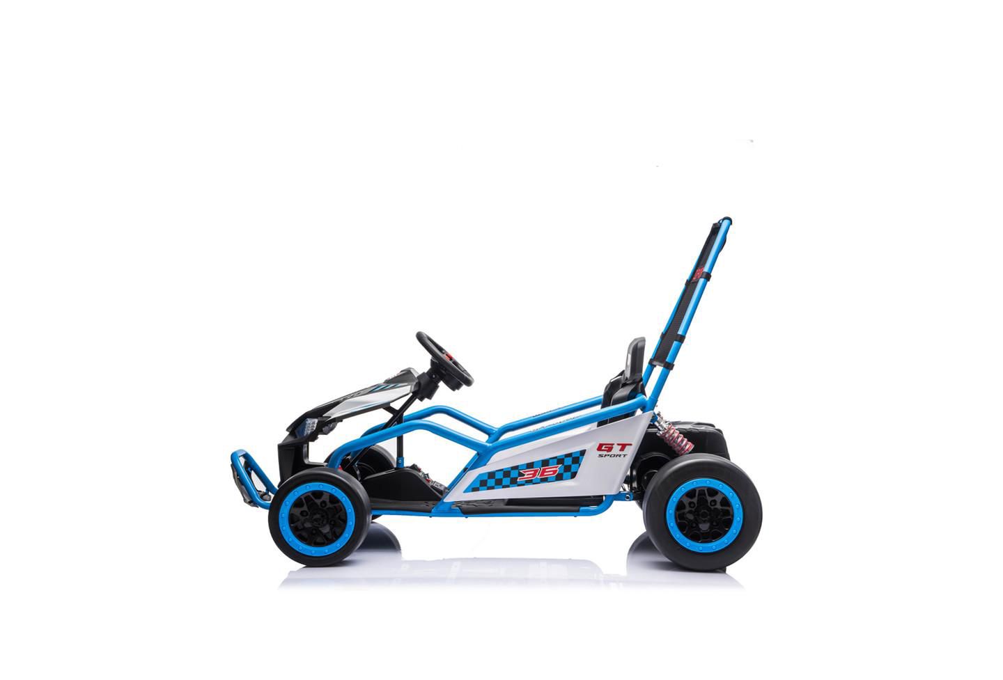 Детская игрушка YOBTOP 24V Kids Drift Go Kart with Roll Cage, 110 lbs Capacity, от 6 лет, цвет: Синий — фото 8