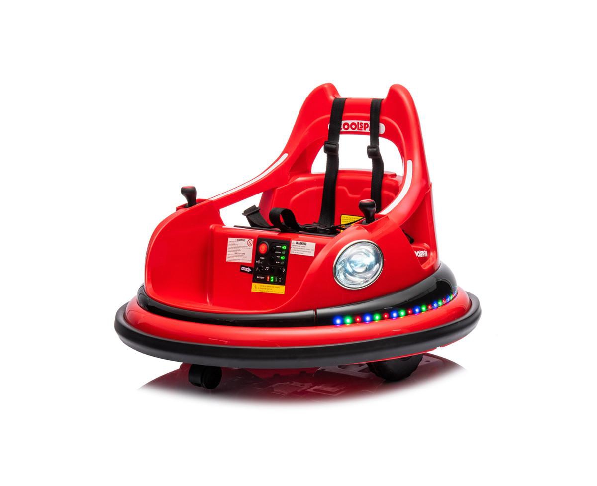 Yobtop 12V Kids Ride On Bumper Car with Remote Control, Led Lights & 360-Degree Spin, Ages 1.5+ - Red