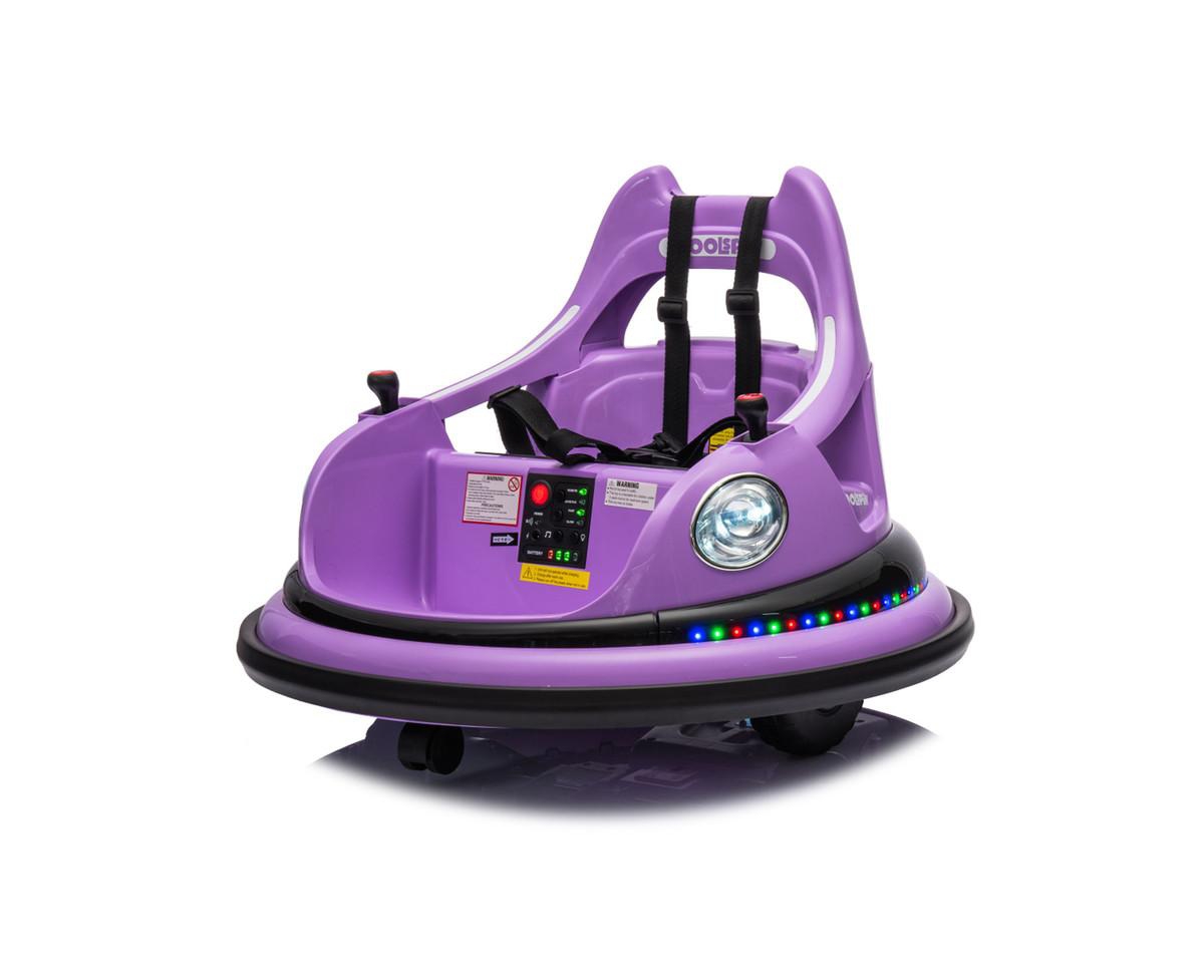 Yobtop 12V Kids Ride On Bumper Car with Remote Control, Led Lights & 360-Degree Spin, Ages 1.5+ - Purple