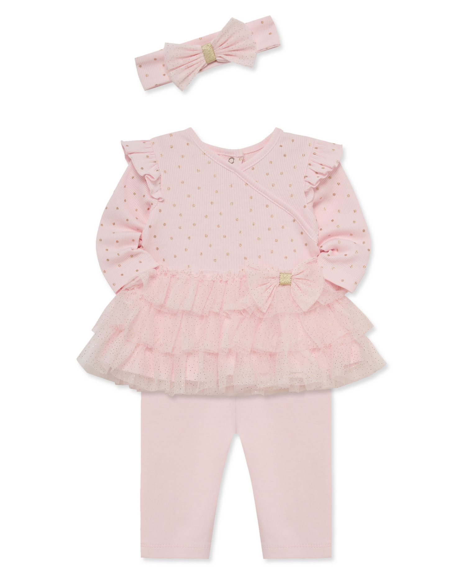 Baby Girls' Dot Shine Tutu Top, Leggings and Headband, 3-Piece Set
