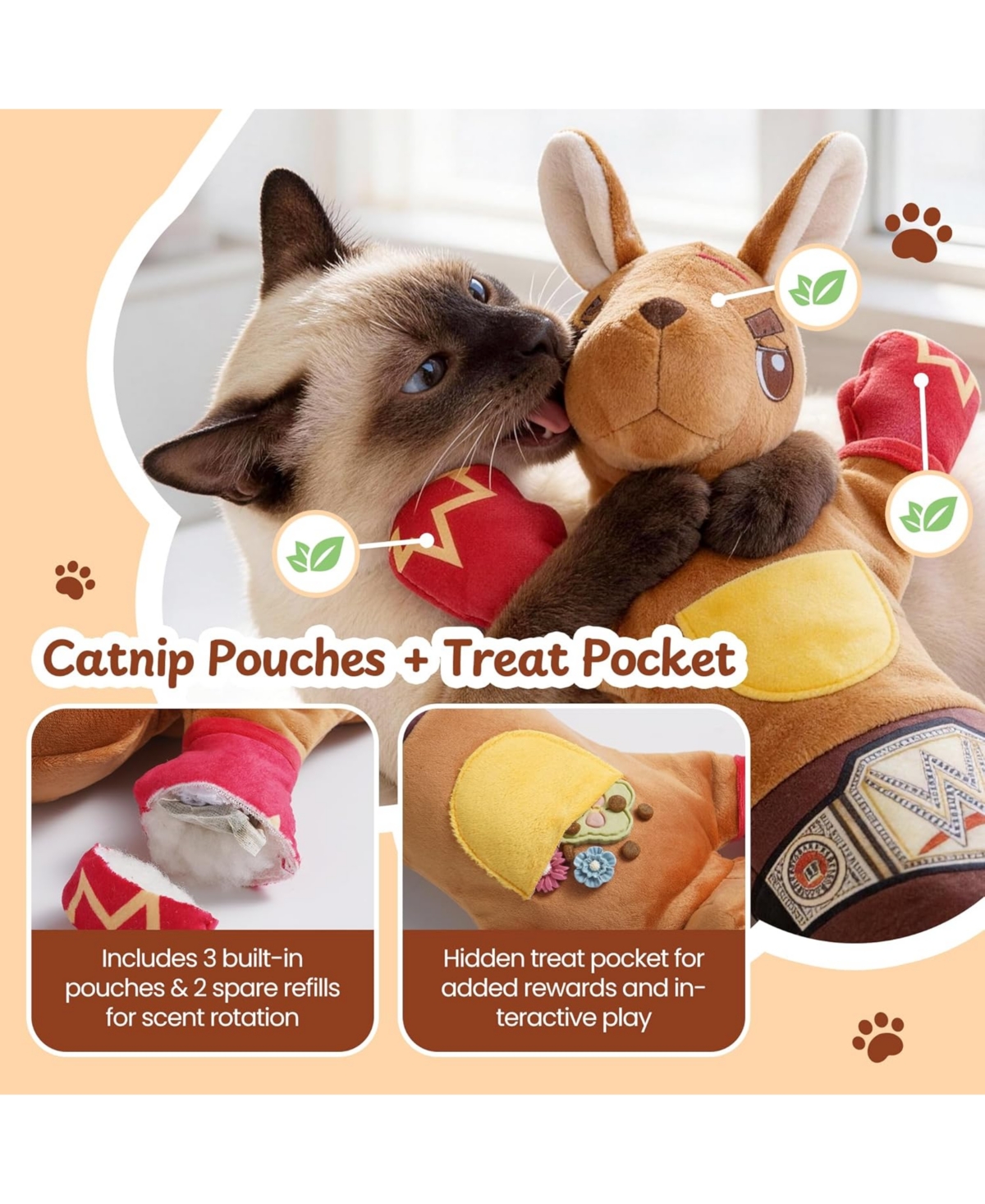 Nocciola Rumble Roo Cat Wrestling Toy