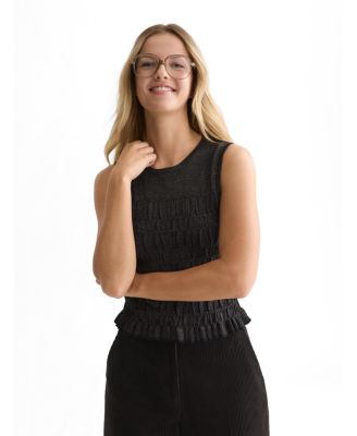 Women's Smock Stitch Knitted Crewneck Tank