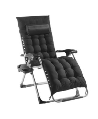 26in Zero Gravity Lounge Chair with Headrest Footrest and Cup Holder