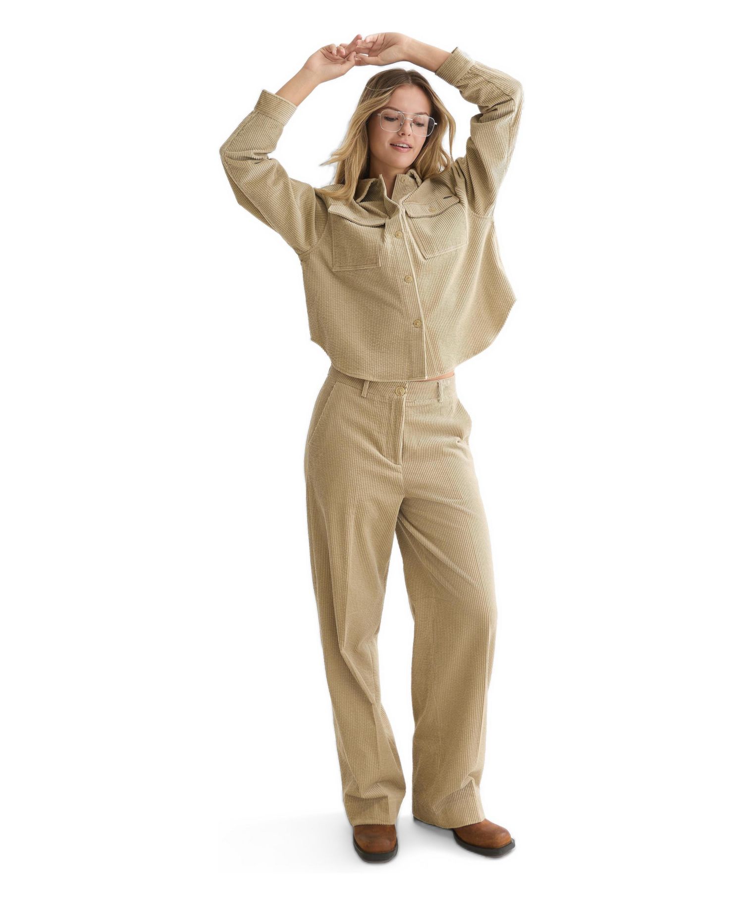 Women's Corduroy Long-Sleeve Button-Up Shirt