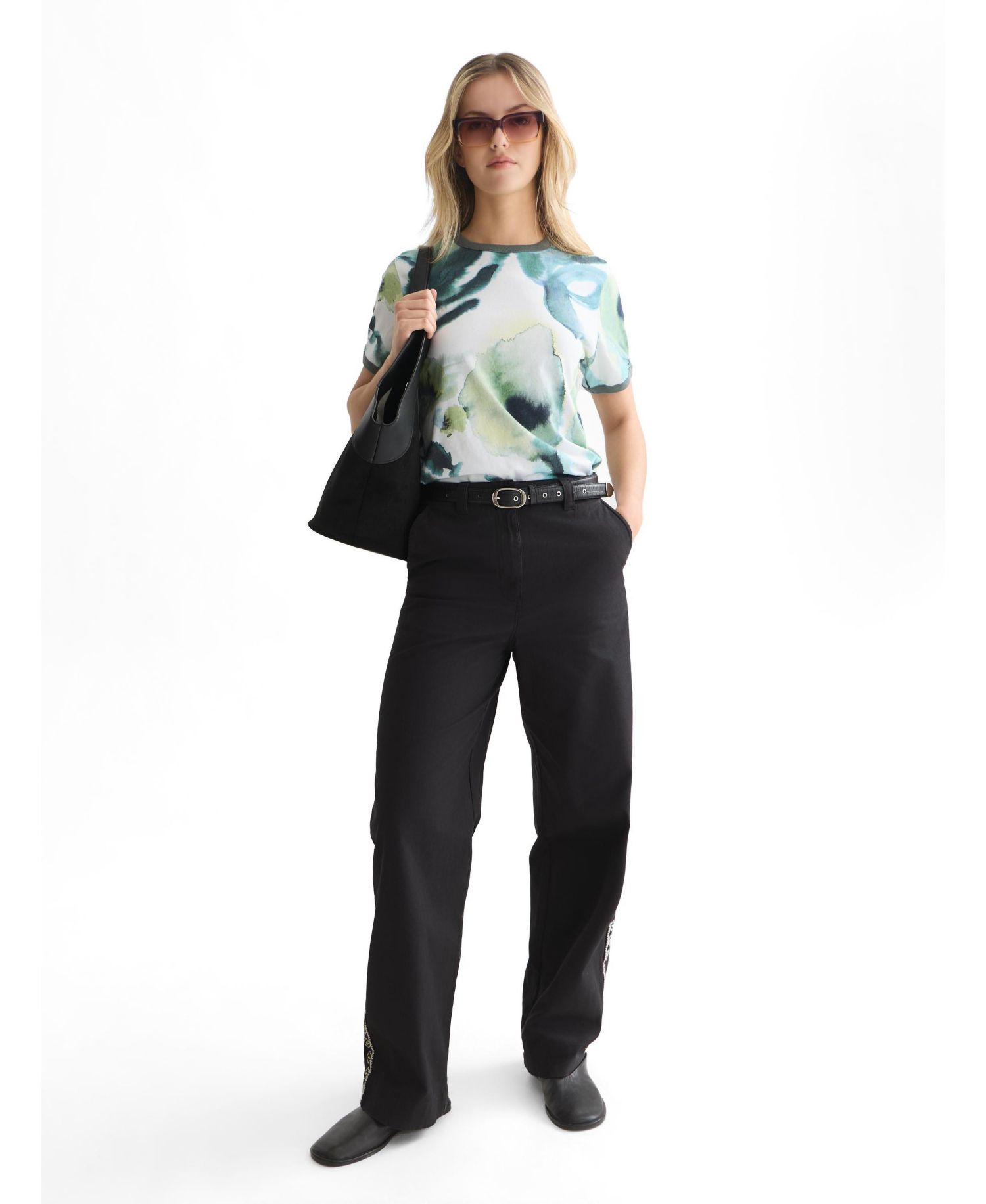 Women's Printed Cotton Short-Sleeve Crewneck T-Shirt