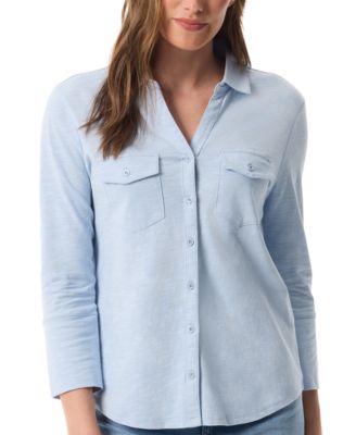 Women's Ashten Point-Collar 3/4-Sleeve Button-Up Shirt