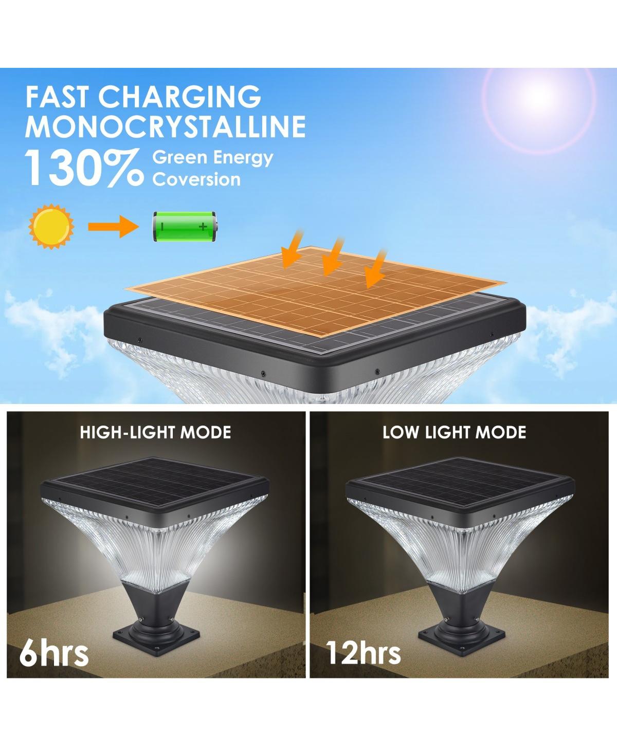 Asagikoiai Solar Outdoor Post Light with Remote Control, Dimmable Landscape Pier Light