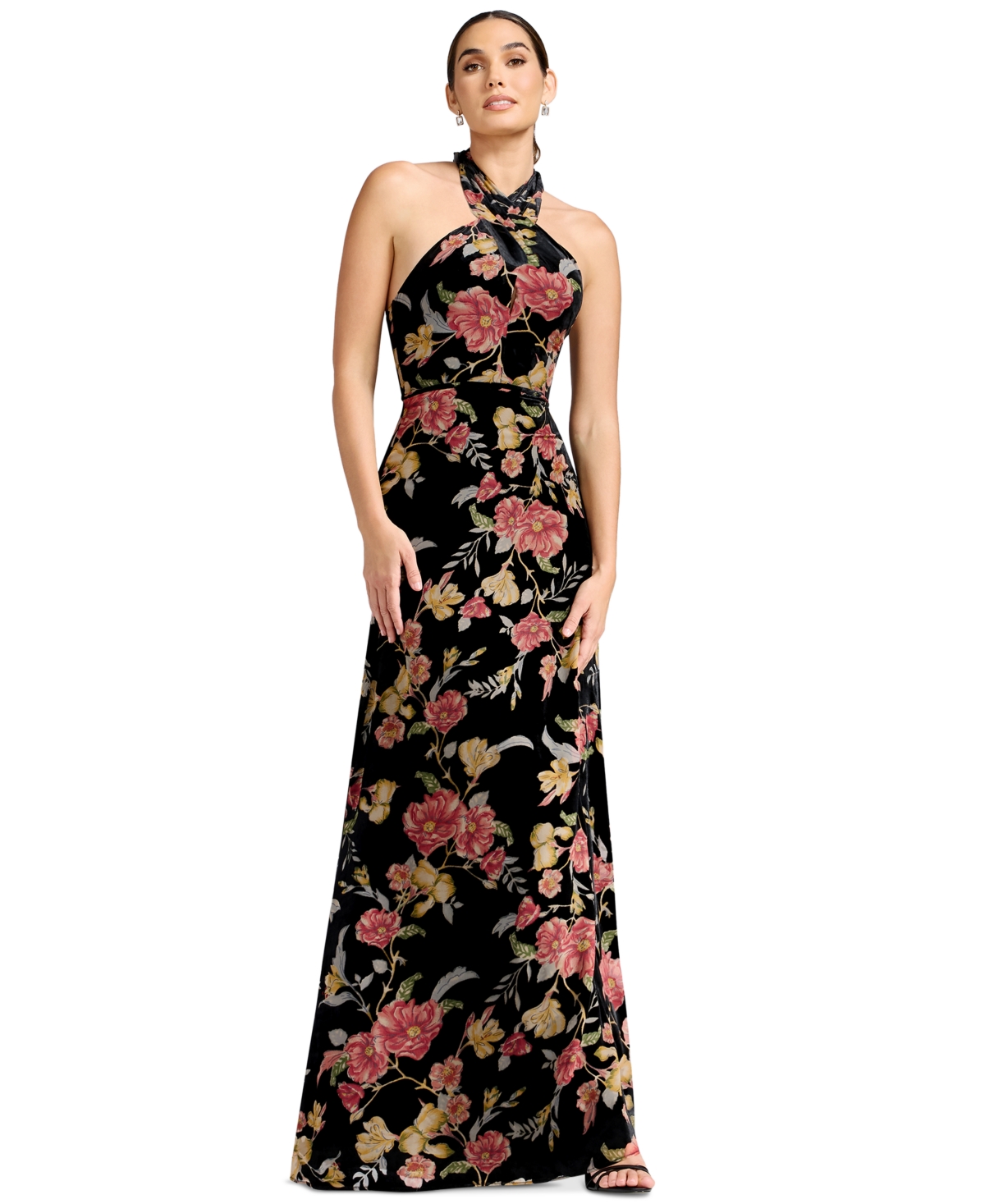 Dress the Population Women's Halter Column Floral