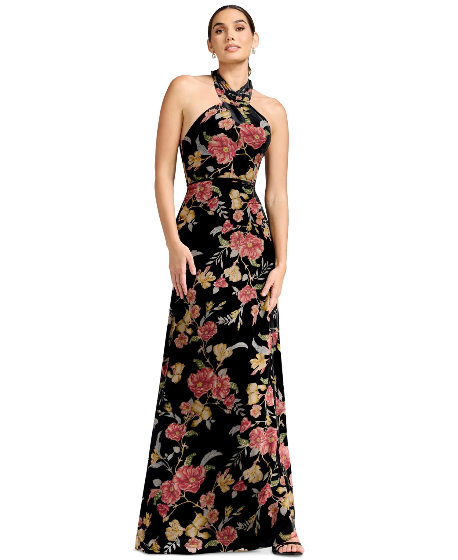 Women's Halter Column Floral Dress
