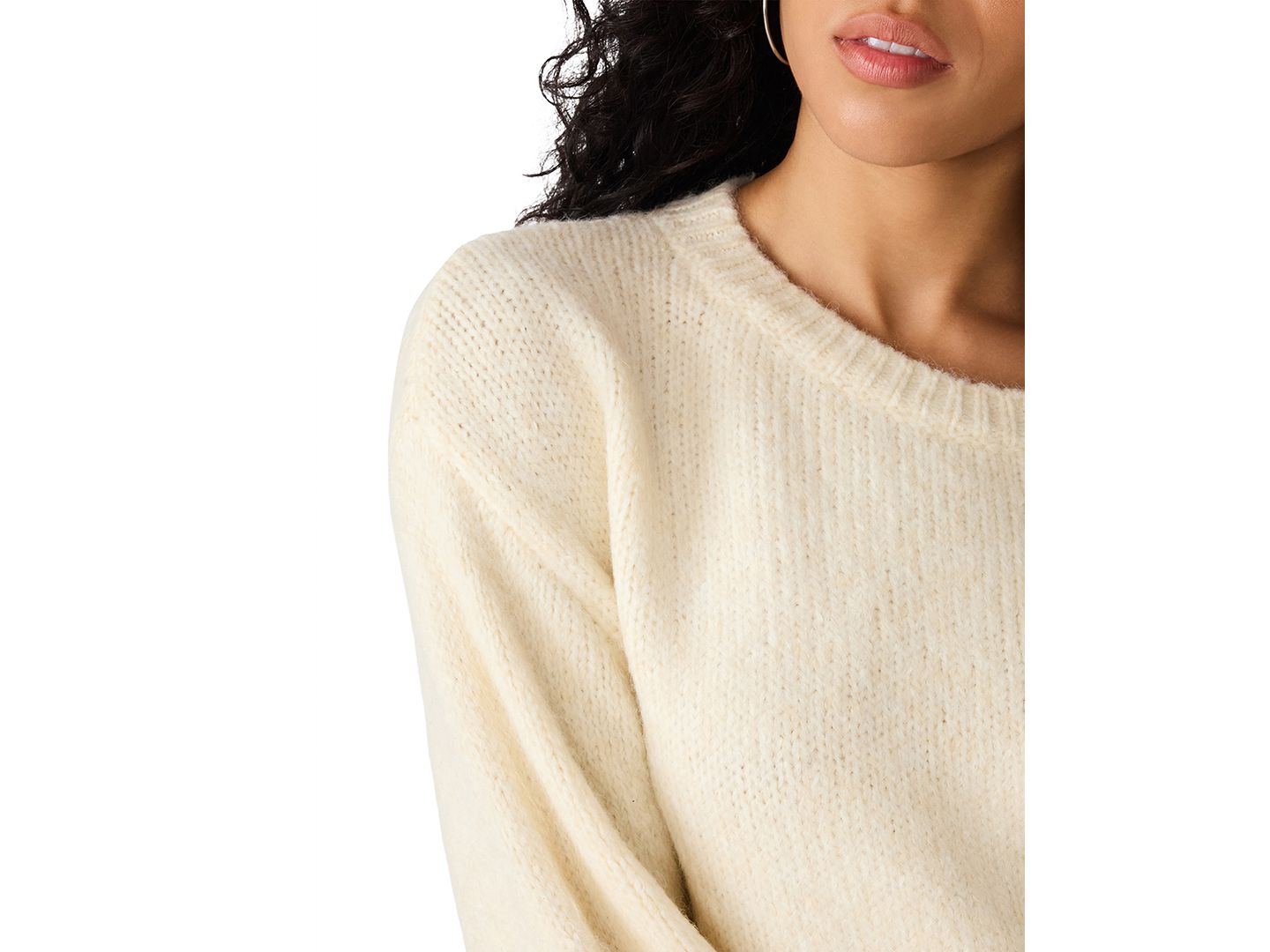 Женский свитер Steve Madden Carmen Crewneck Fuzzy-Knit, цвет: Кремовый — фото 5