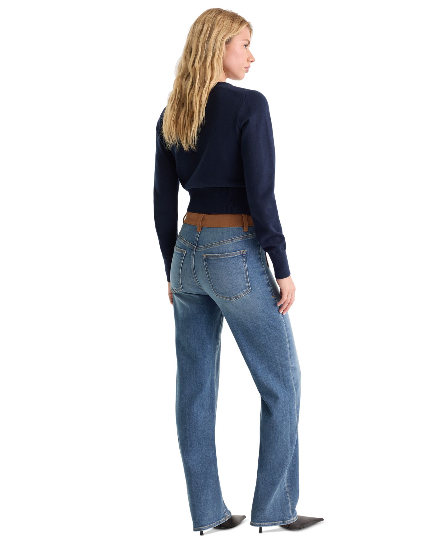 Женские джинсы Good American Petite True Straight High-Waisted Straight-Leg, цвет: Crest — фото 5