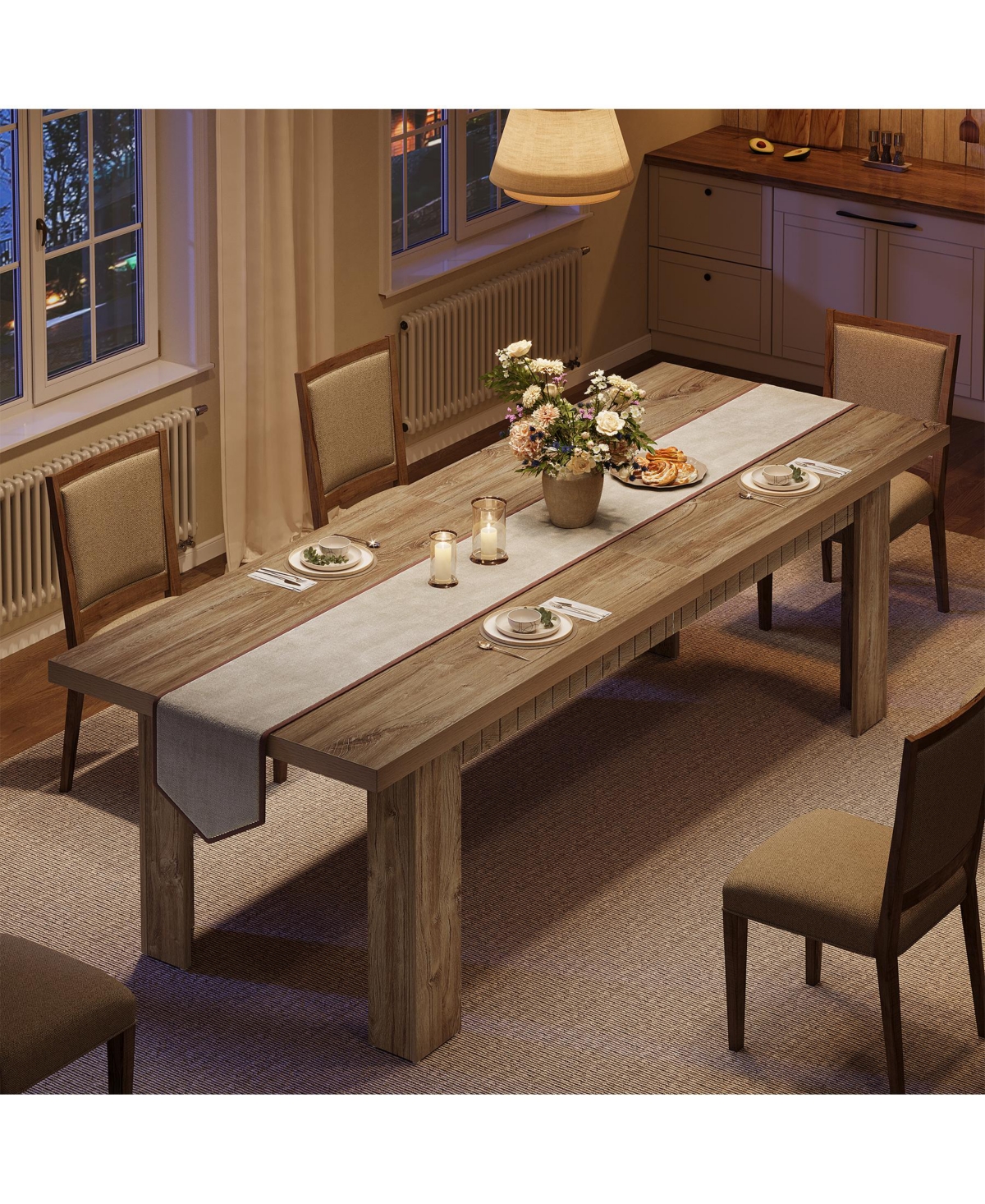 Tribesigns 79 Inch Wood Dining Table for 6-8 People, Extra Long Kitchen