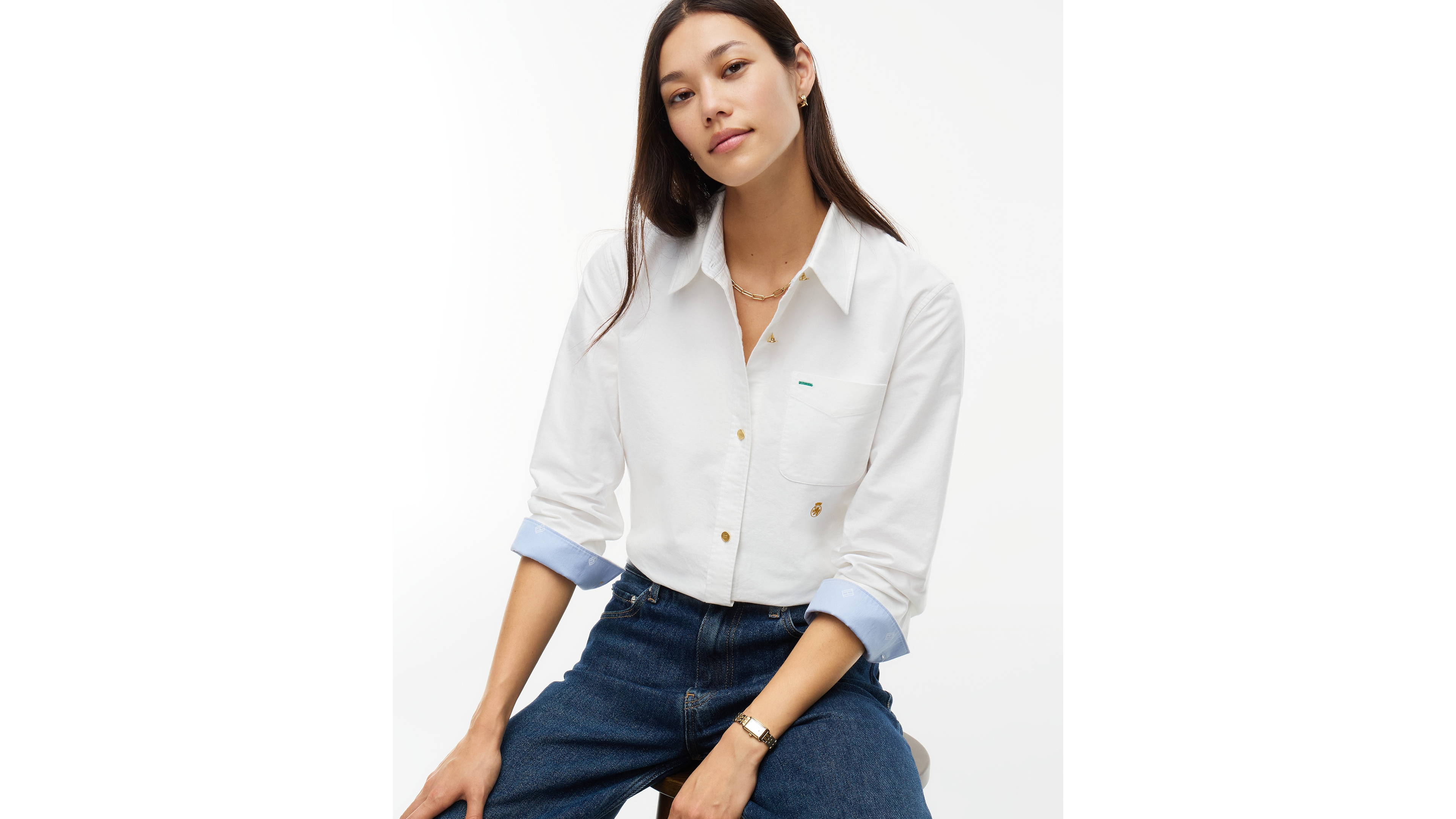 Tommy Hilfiger Women's Long Sleeve American Icons Oxford Shirt