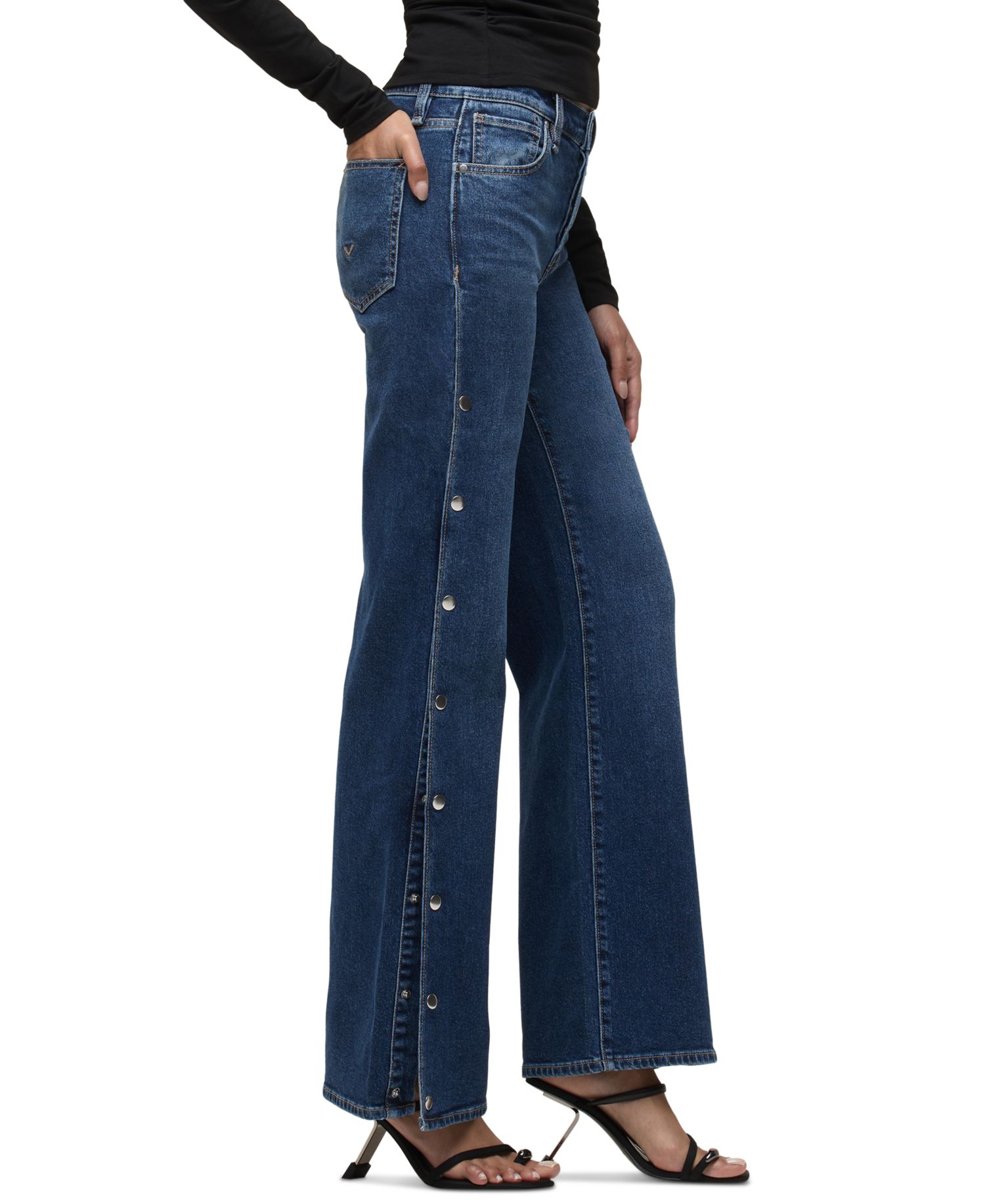Women's Rosie High-Waisted Side-Snap Wide-Leg Jeans