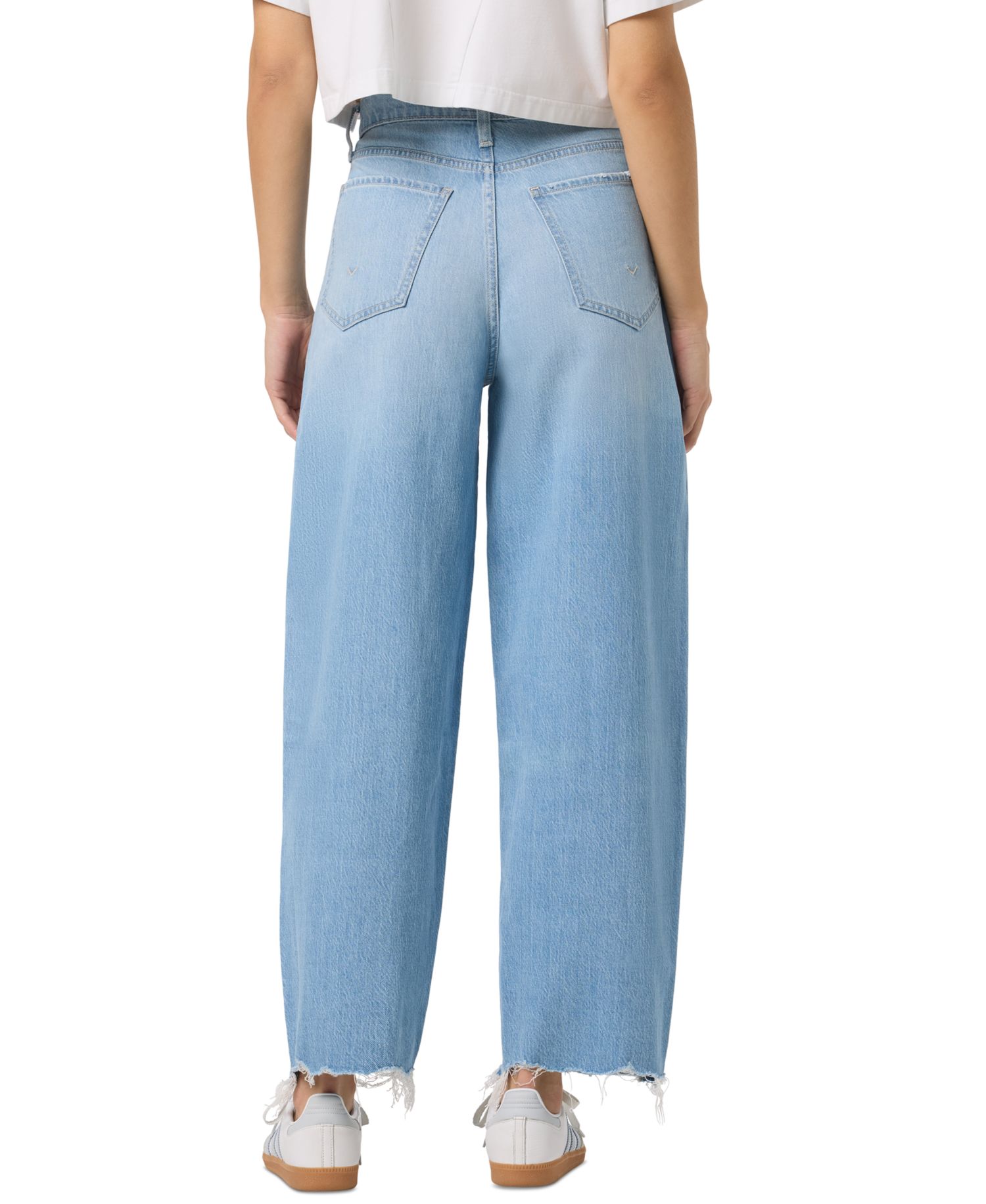Women's Distressed Barrel Leg High-Rise Wide-Leg Jeans