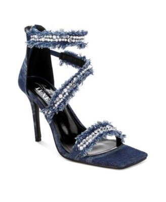 Womens Nolita Diamante Embellished Denim Stiletto Heels