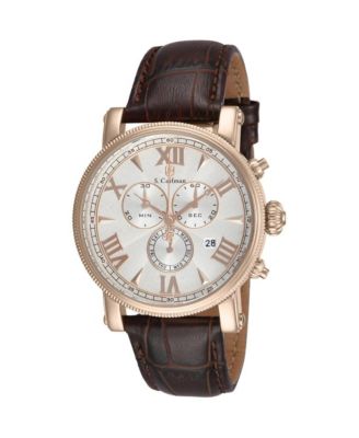 S.Coifman Men's Heritage Chronograph Dial  Leather Strap Watch 43mm