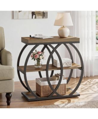 3-Tier Narrow End Table with Metal Frame