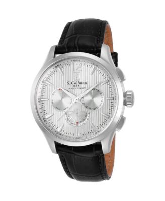 S.Coifman Men's Heritage Chronograph Dial Leather Strap Watch