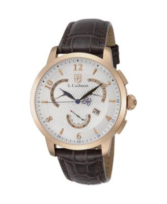 S.Coifman Men's Heritage Chronograph Dial Leather Strap Watch