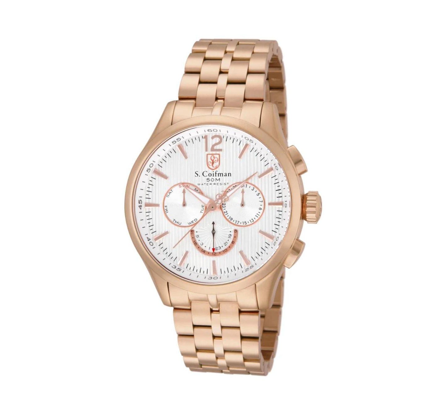 Мужские часы Invicta S.Coifman Heritage Chronograph Silver Dial Stainless Steel Bracelet Watch, цвет: Розовое золото — фото 1