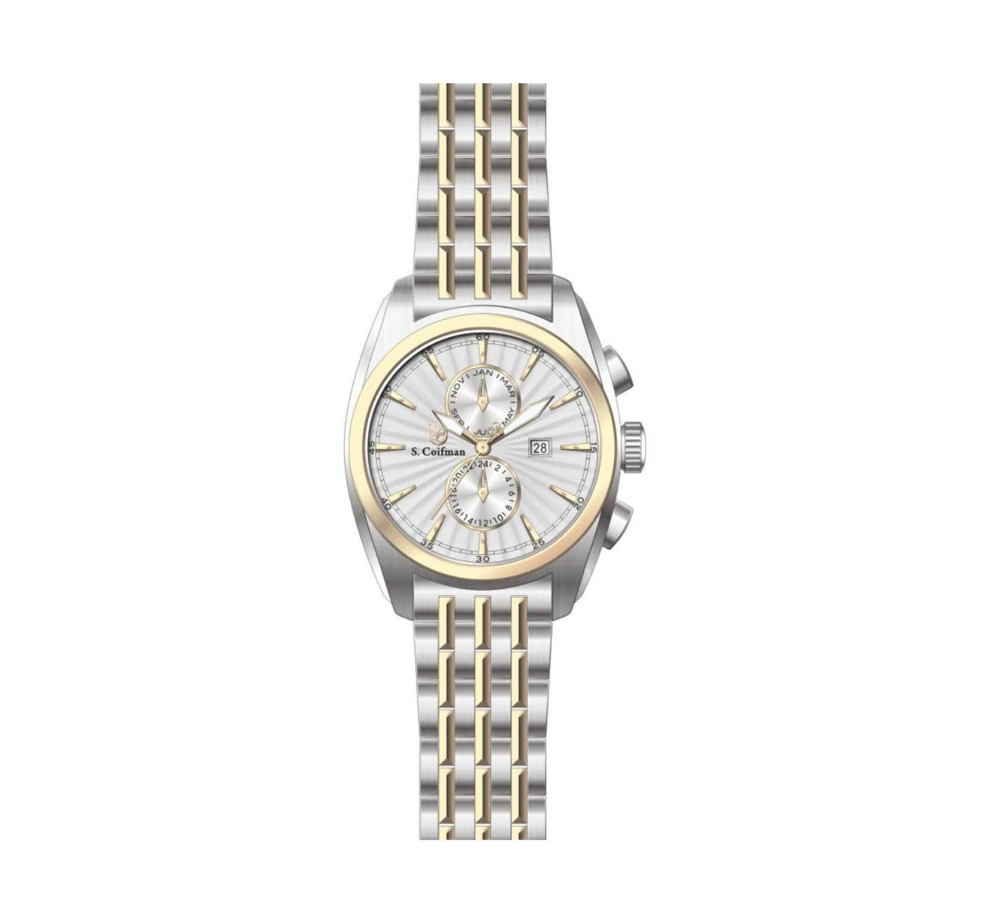 Мужские часы Invicta S.Coifman Heritage Chronograph Silver Dial Stainless Steel Bracelet Watch, цвет: Серебристый / Золотой — фото 2