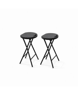 2-Pack 28" Tall Folding Stool with Handle, Safety Lock, Metal Frame