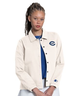 Women's Cream Chicago Cubs Cooperstown First Down Full-snap Coaches Jacket