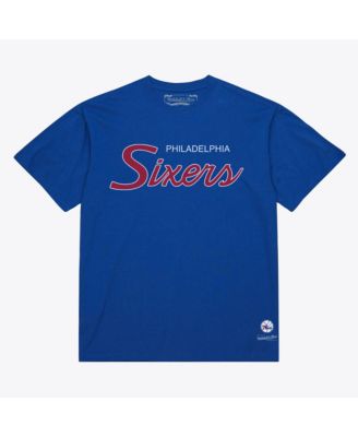Men's Mitchell Ness Royal Philadelphia 76ers Vintage Wordmark T-Shirt