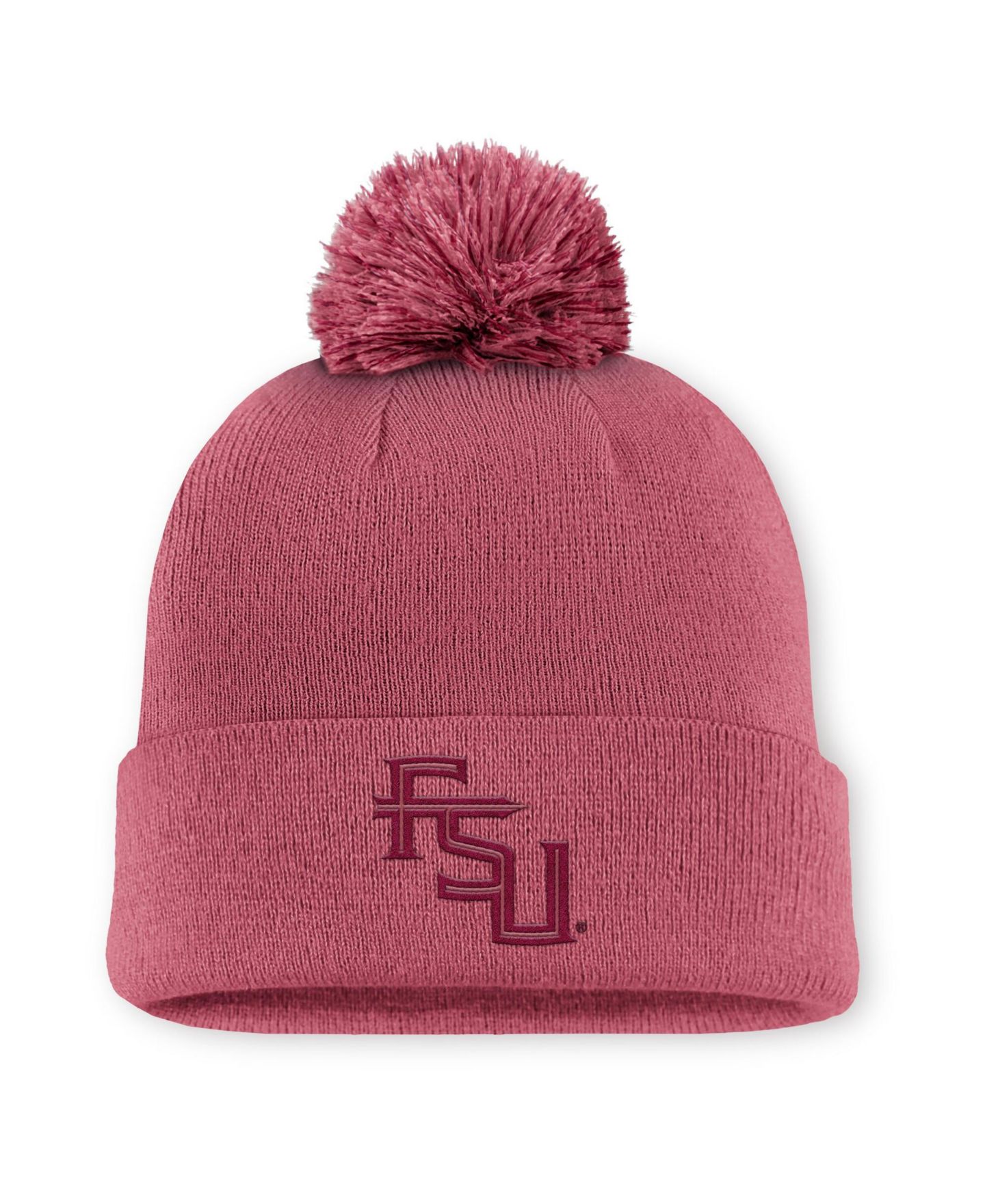 Мужская шапка Nike Pink Florida State Seminoles Primetime Peak Campus Cuffed Knit Hat with Pom — фото 1