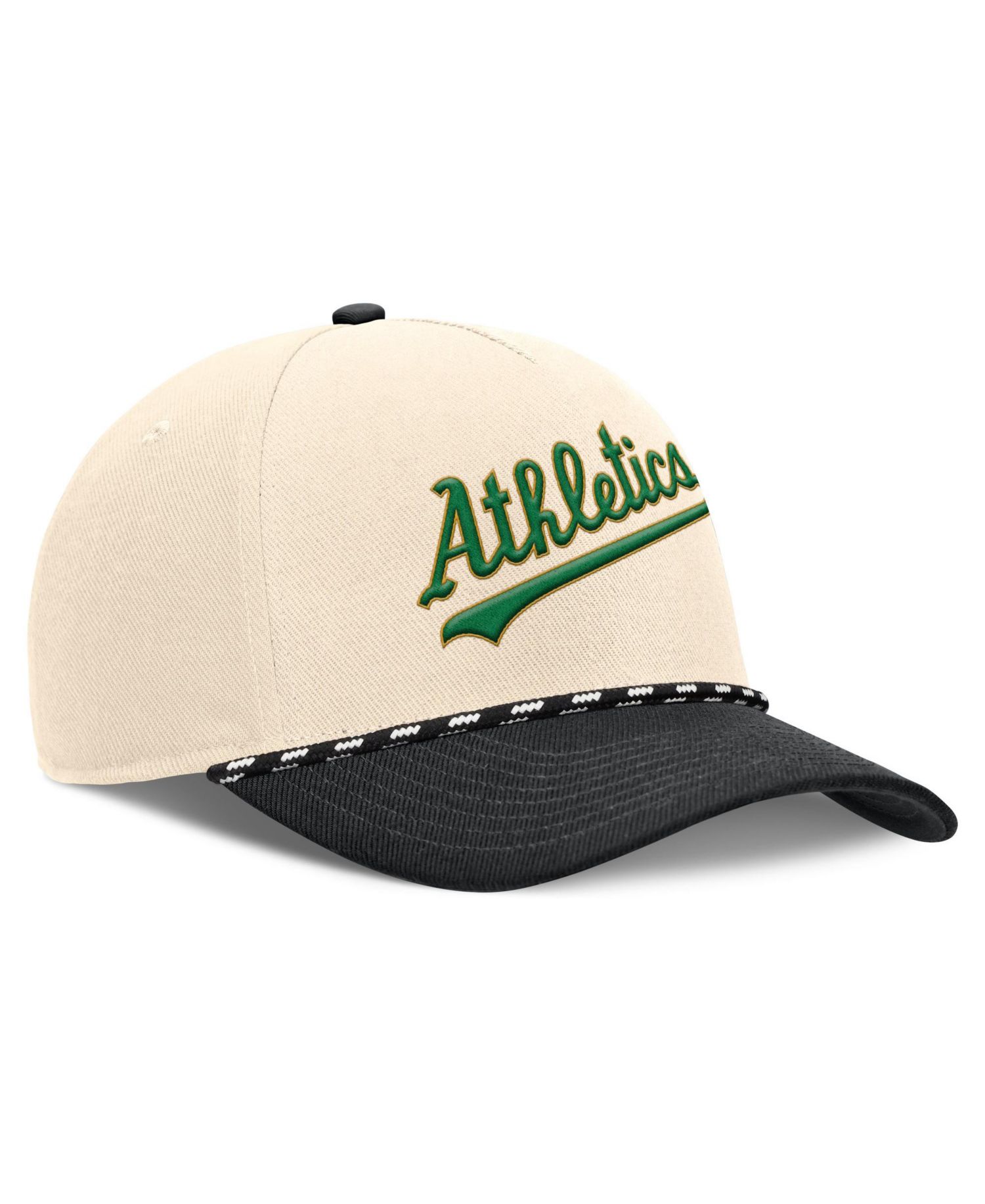 Men's Natural/Black Oakland Athletics Cooperstown Collection Rise Adjustable Hat