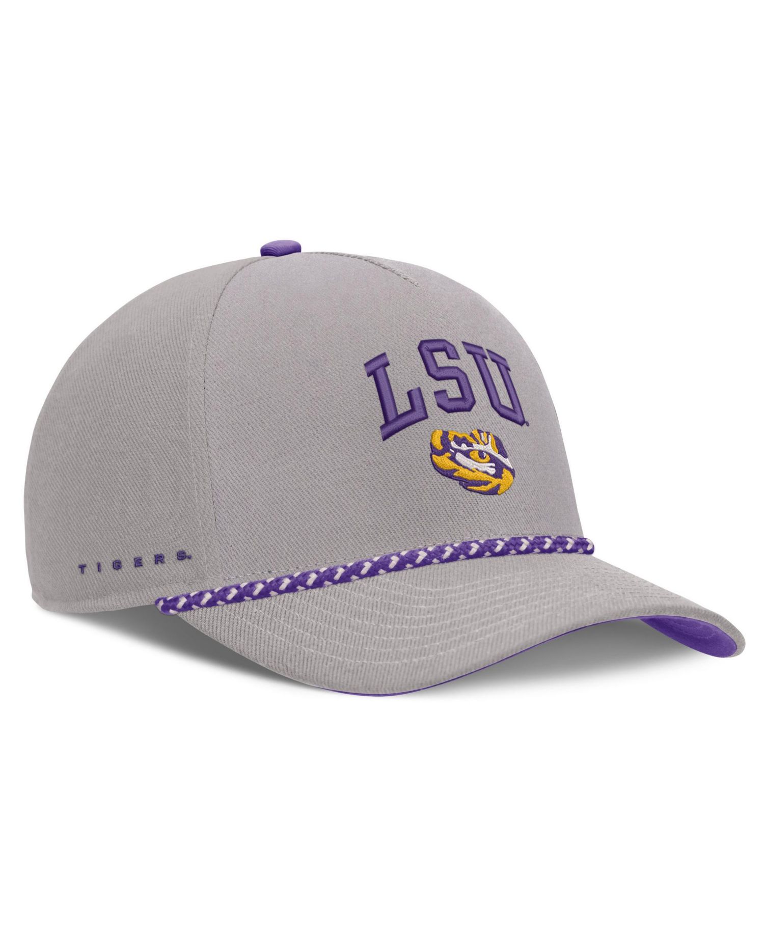 Men's and Women's Gray LSU Tigers Primetime Rise Rope Adjustable Hat
