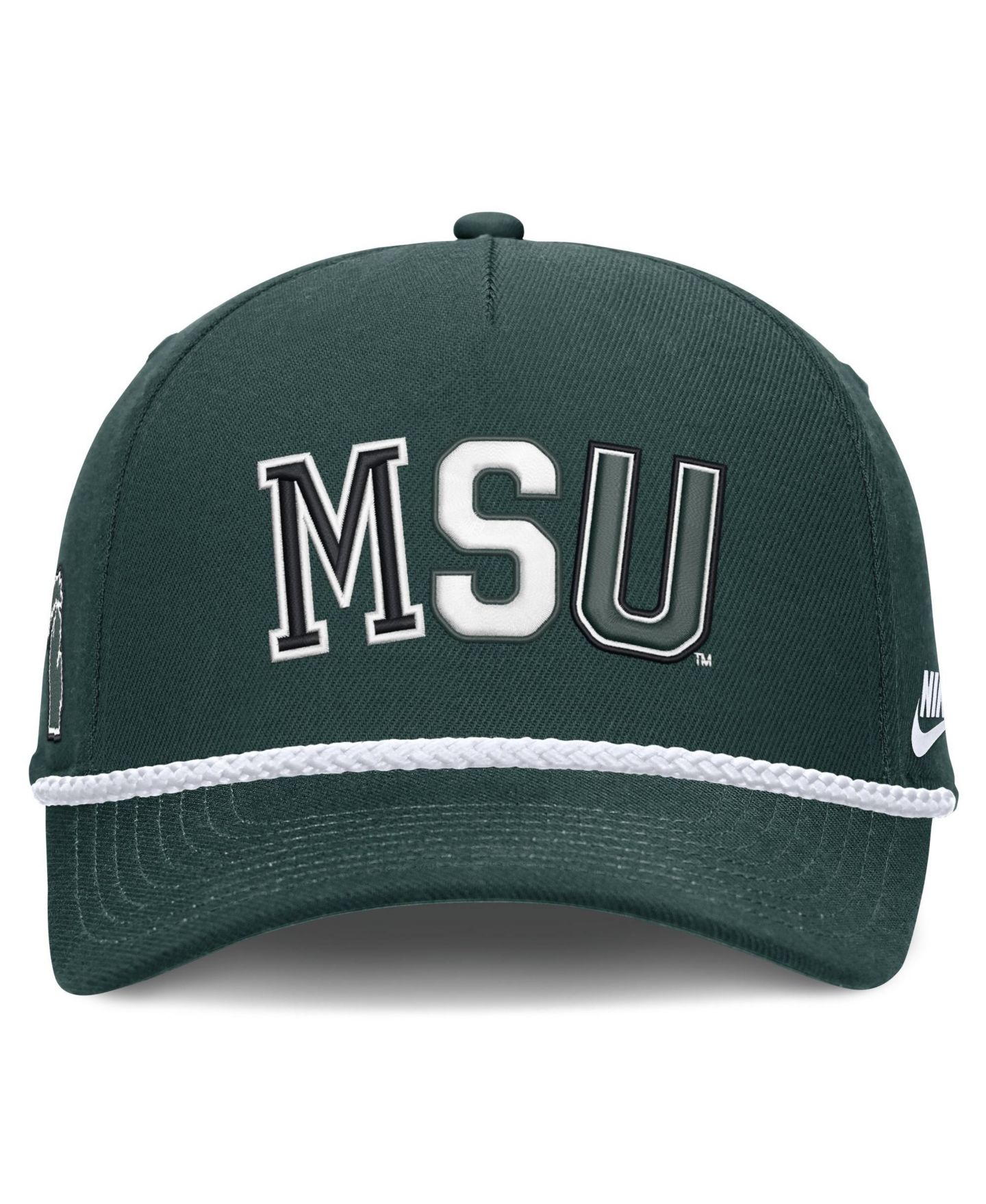 Головной убор Nike Green Michigan State Spartans 2026 Basketball Refresh 5-Panel Rope Rise Hat — фото 2