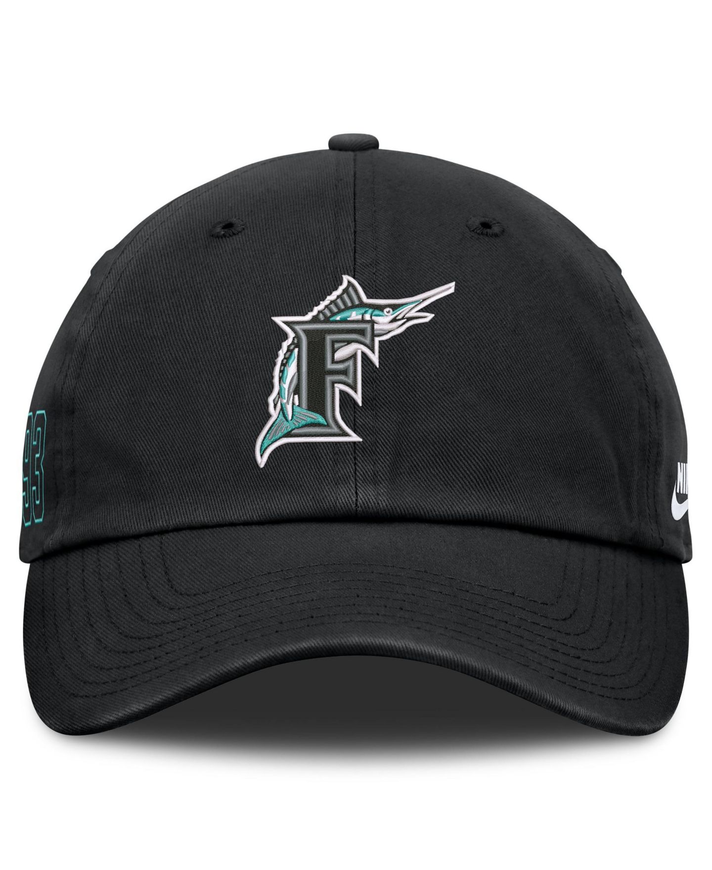 Мужская кепка Nike Black Florida Marlins Cooperstown Club Adjustable Hat — фото 2