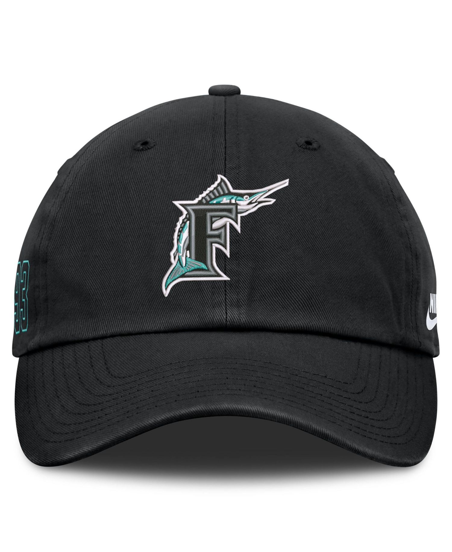 Men's Black Florida Marlins Cooperstown Club Adjustable Hat