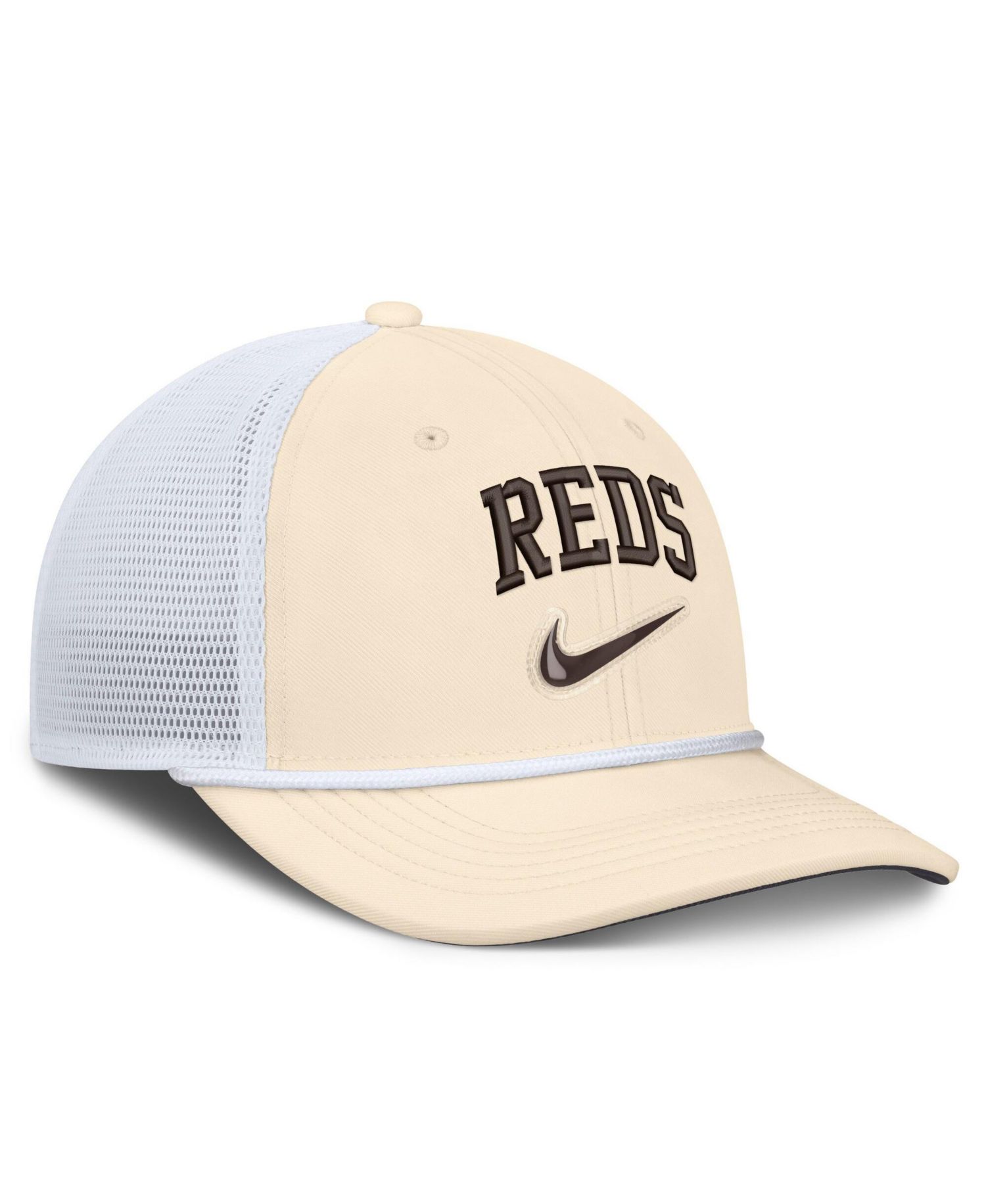 Men's Natural/White Cincinnati Reds Rise Dri-FIT Trucker Adjustable Hat&iquest;