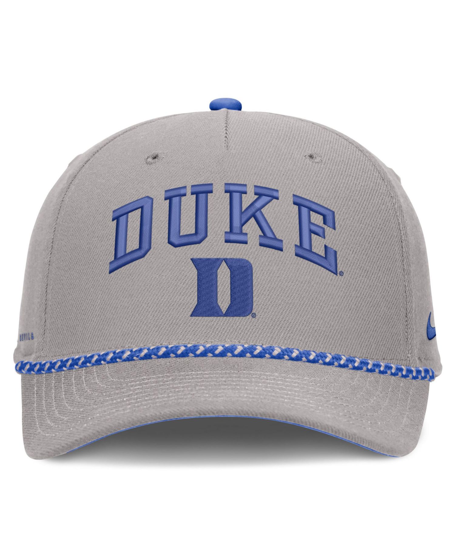 Men's and Women's Gray Duke Blue Devils Primetime Rise Rope Adjustable Hat