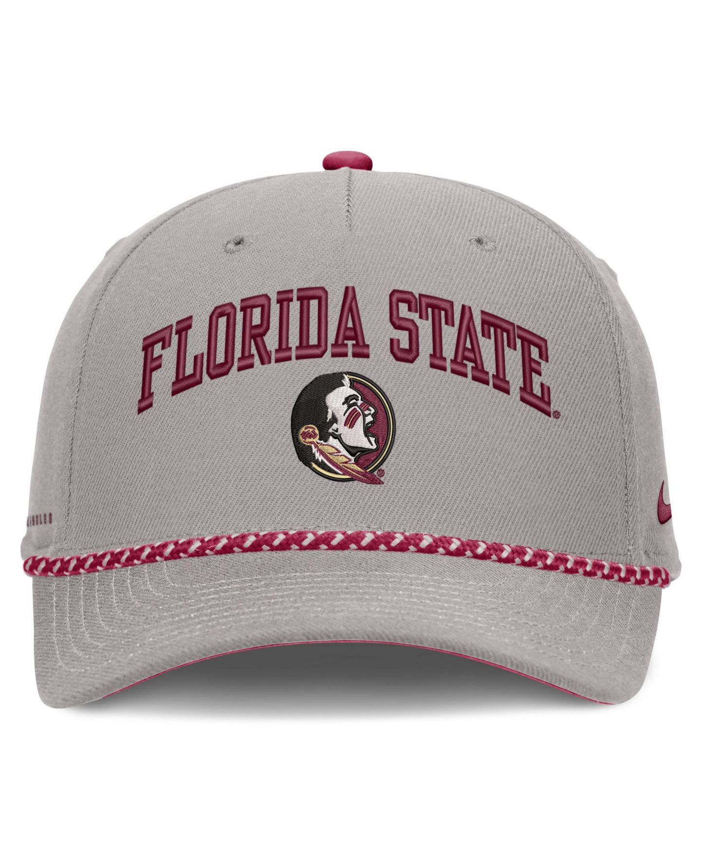 Кепка Nike Gray Florida State Seminoles Primetime Rise Rope Adjustable Hat — фото 2