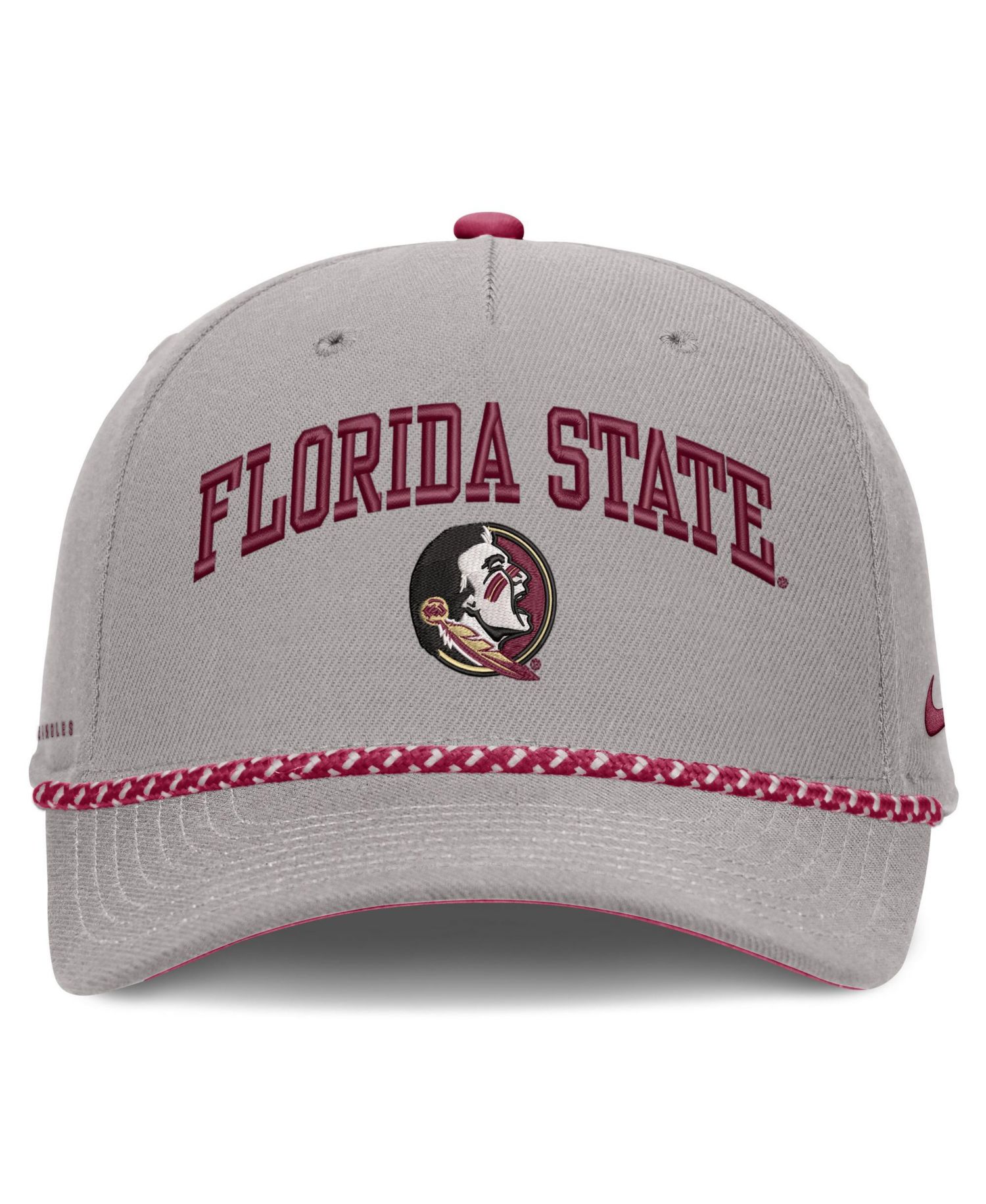 Men's and Women's Gray Florida State Seminoles Primetime Rise Rope Adjustable Hat
