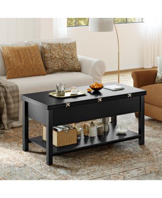 Lift Top Coffee Table with Dual Lift Top Design, Hidden Storage and Open Shelf