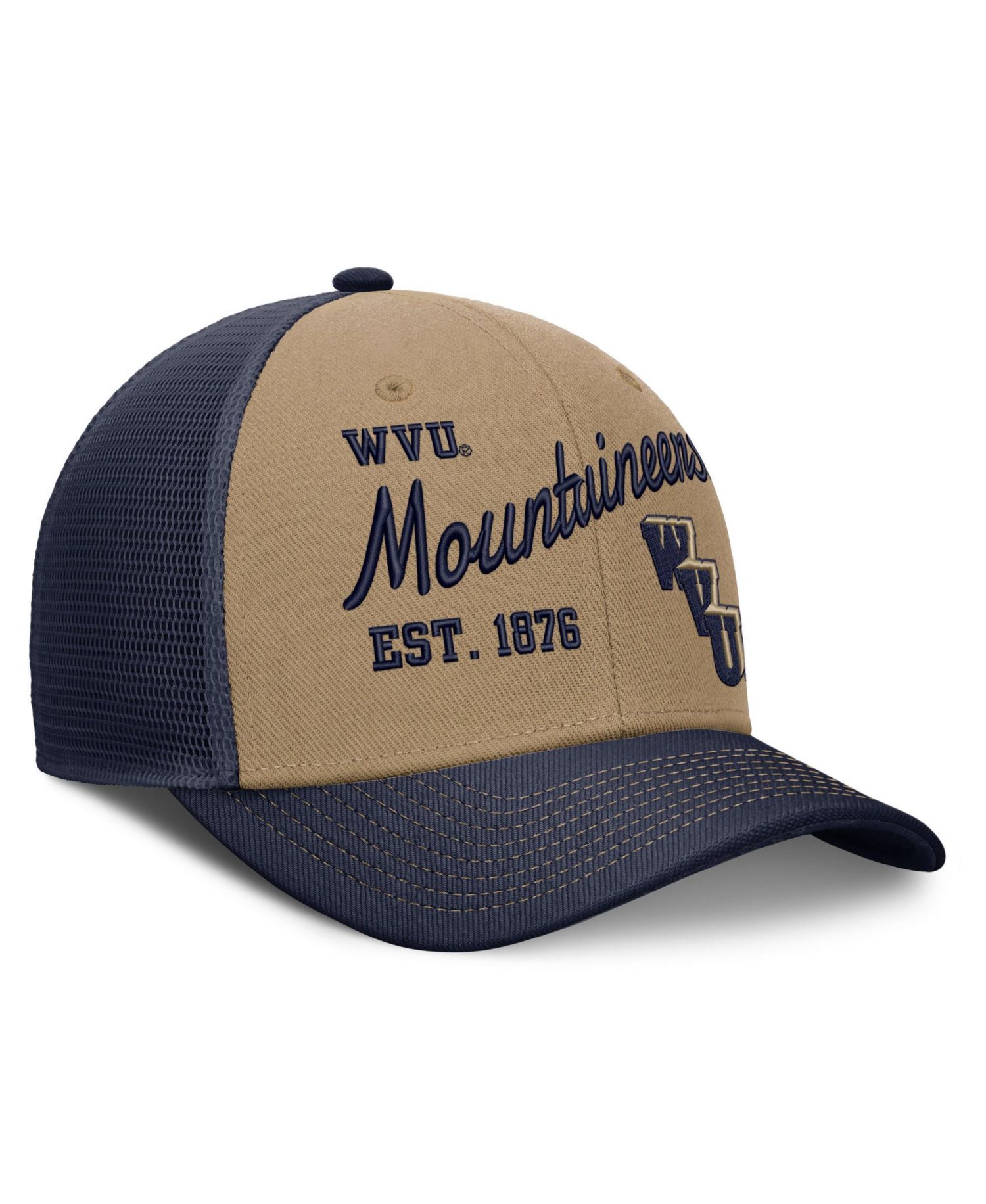 Men's and Women's Beige/Navy West Virginia Mountaineers Legacy Rise Trucker Adjustable Hat