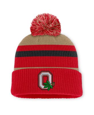 Men's and Women's Scarlet Ohio State Buckeyes Legacy Striped Cuffed Knit Hat with Pom