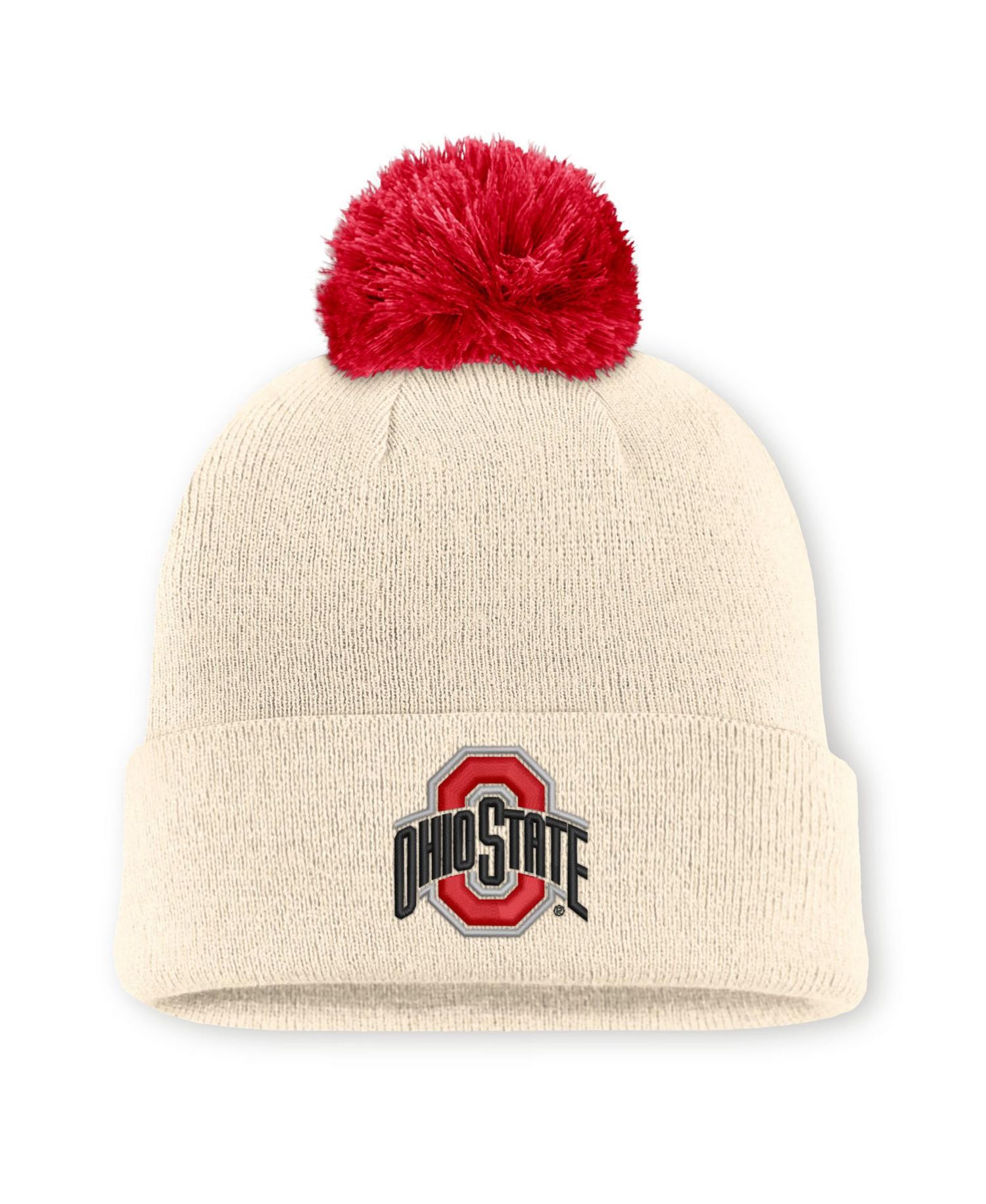 Men's and Women's Natural Ohio State Buckeyes Campus Prep Script Cuffed Knit Hat with Pom