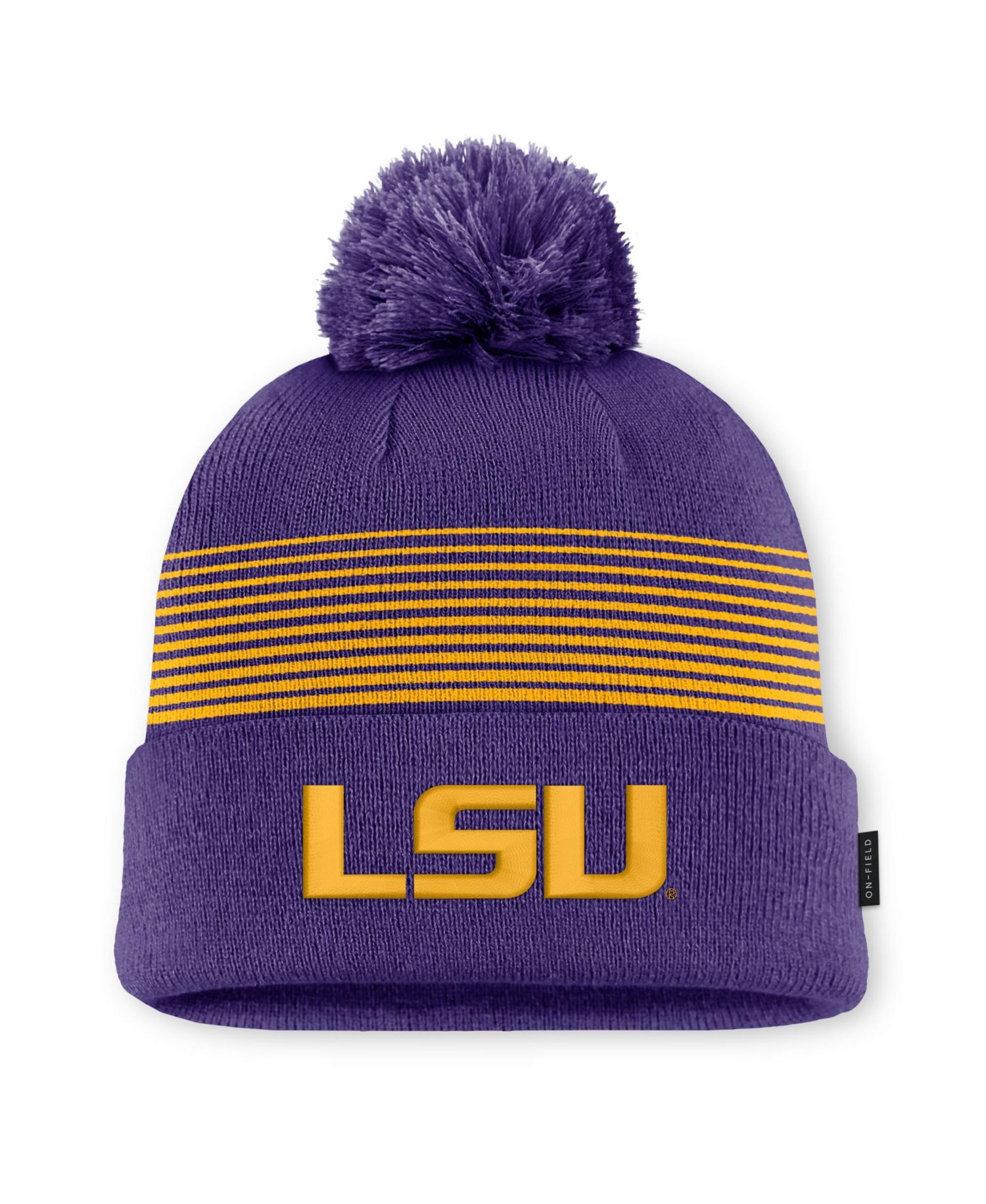 Men's and Women's Purple LSU Tigers 2026 On-Field Cuffed Knit Hat with Pom