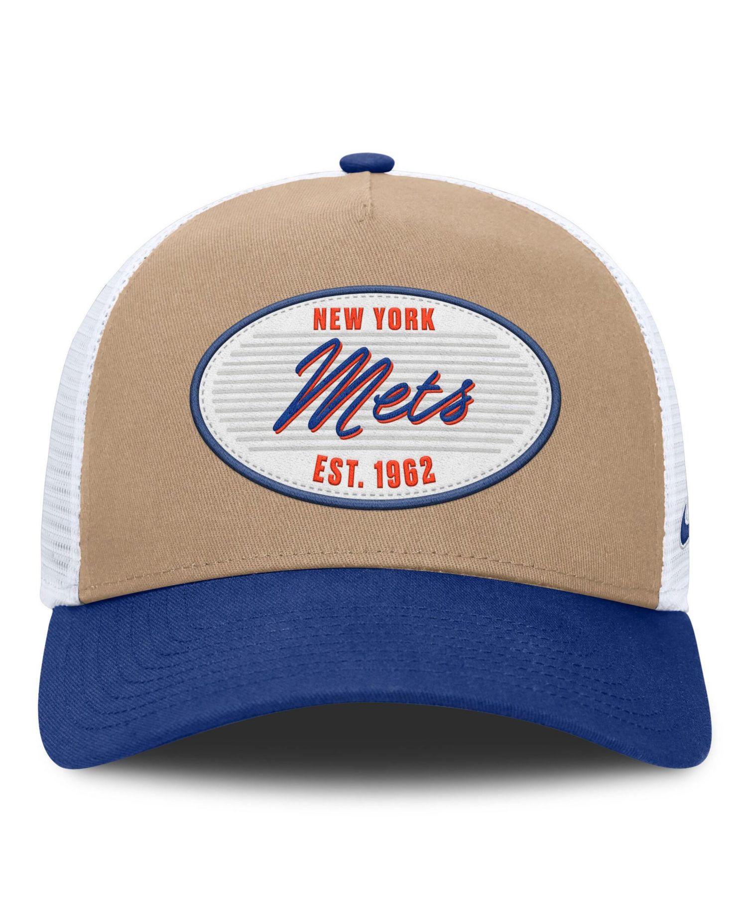Men's Khaki/Royal New York Mets Rise A-Frame Trucker Adjustable Hat